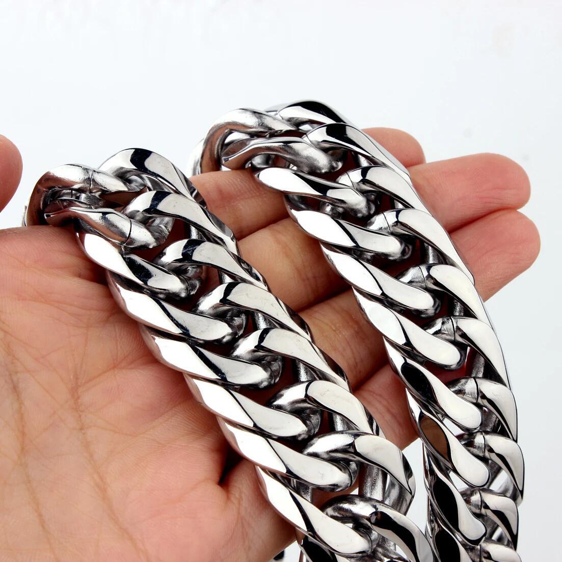 Heavy Men’s Stainless Steel Curb Cuban Link Chain Necklace 9/11/13/16/19/21mm