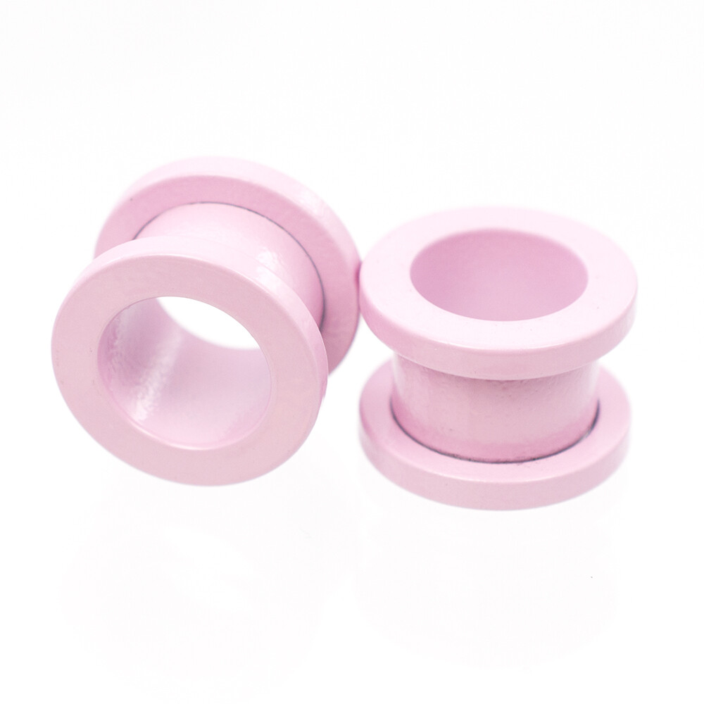 Plugs Matte Pastel Pink Screw Fit with Cubic Zirconias – Sold as a Pair Surgical