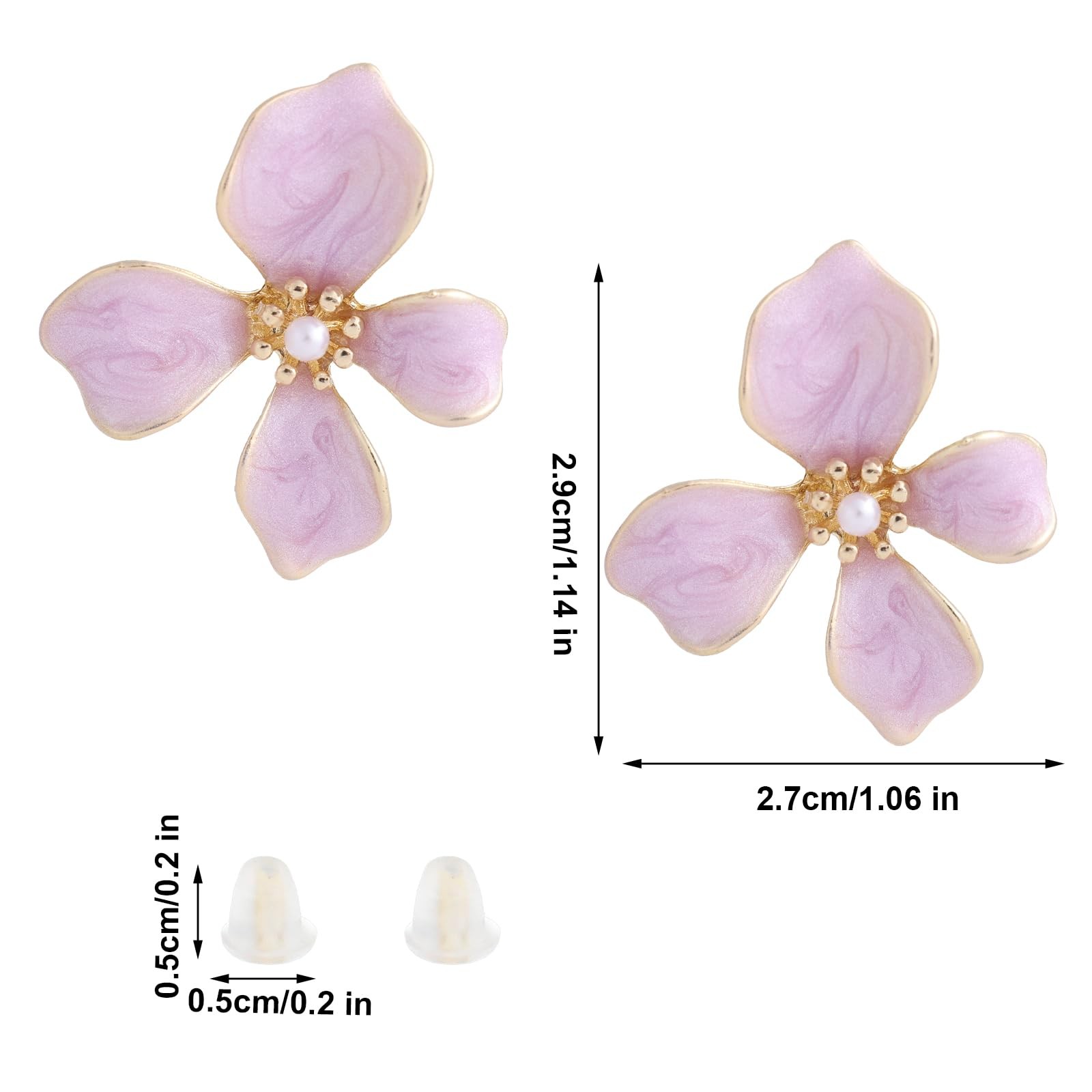 Flower Stud Earrings, Small Irregular Petal Medium, as shown in the picture