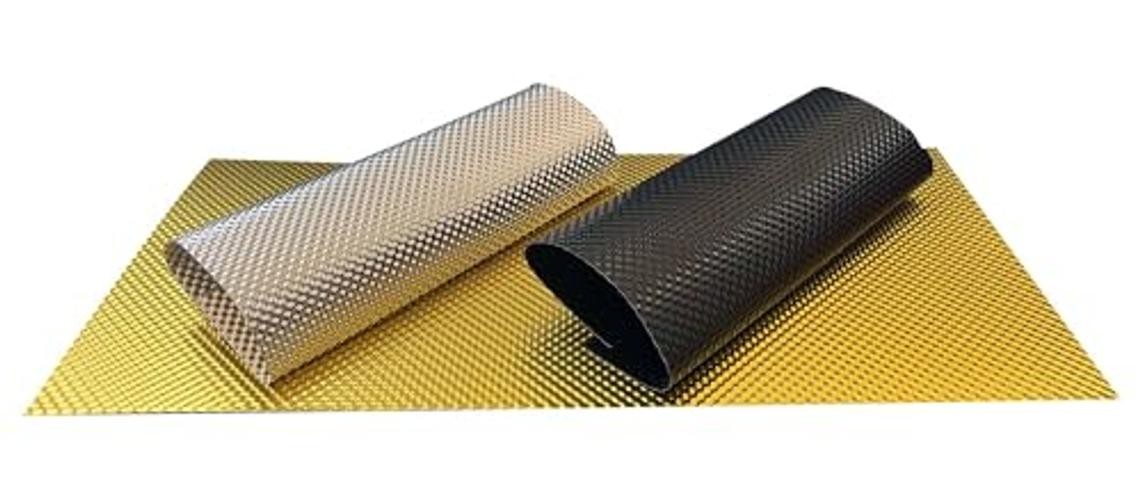 Gold Embossed 12″x12″ Aluminium Heat Insulation – Xinhan Black//Silver