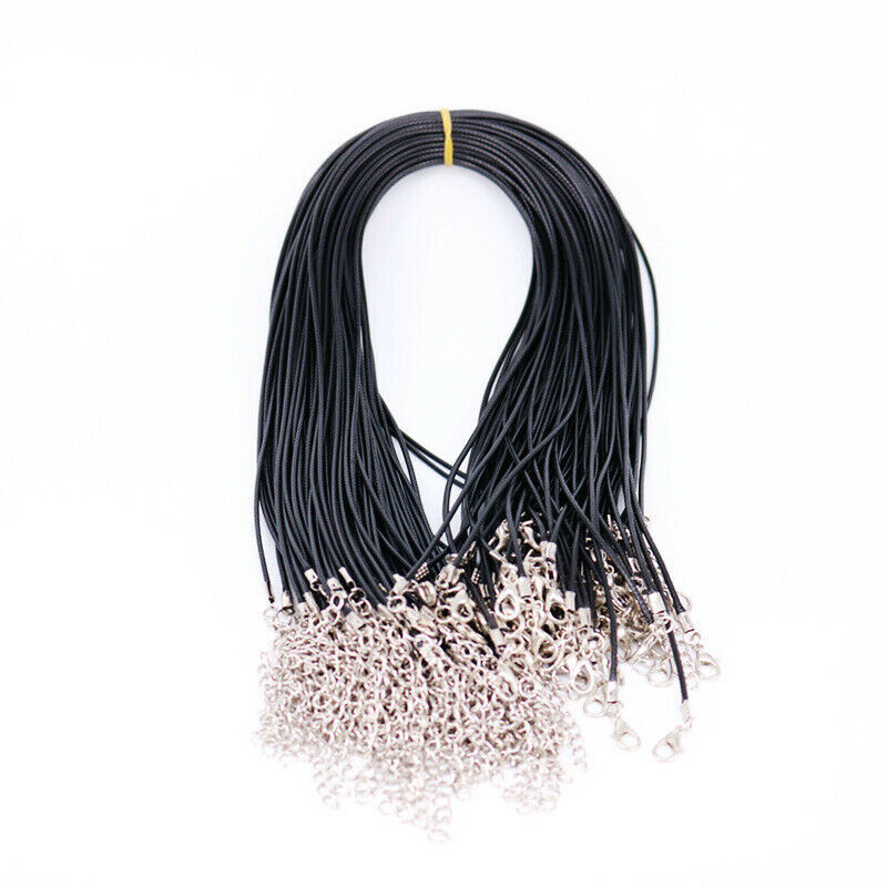 50PCS Black Waxed Necklace Cord for Jewelry Making Braided Leather Rope Chain US