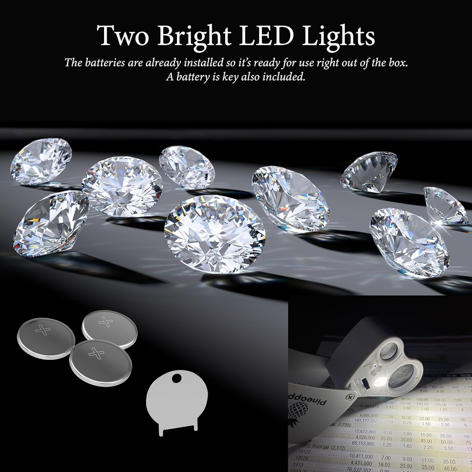 Lupa De Joyero 30X 60X Con Luz Lente Aumento Luz Para Joyas Monedas Diamantes