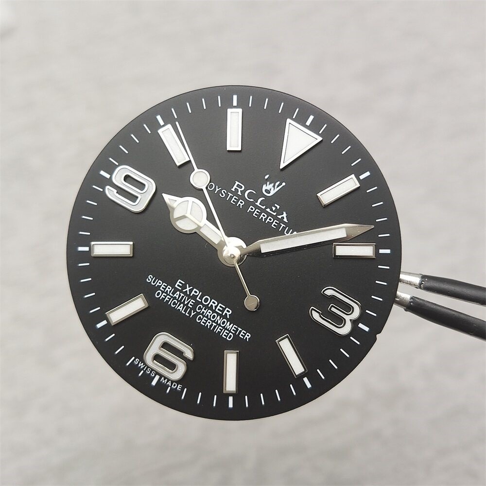 28.5mm Black Watch Dial Ice Blue Lume for Nh35 8215 Movement Watch Parts