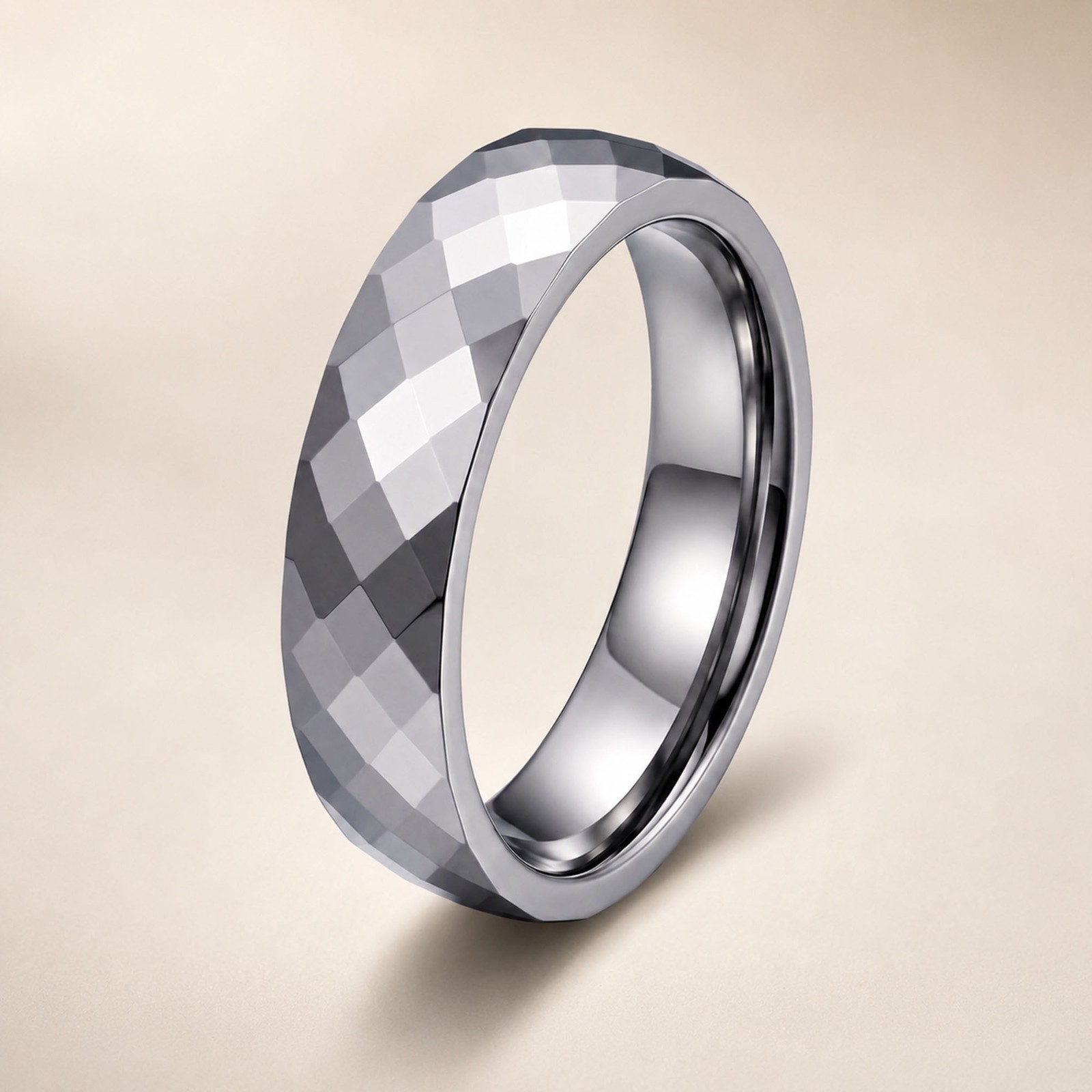 Diamond Cut Faceted Tungsten Wedding Band Comfort Fit Ring 6mm 8mm Size 6-12
