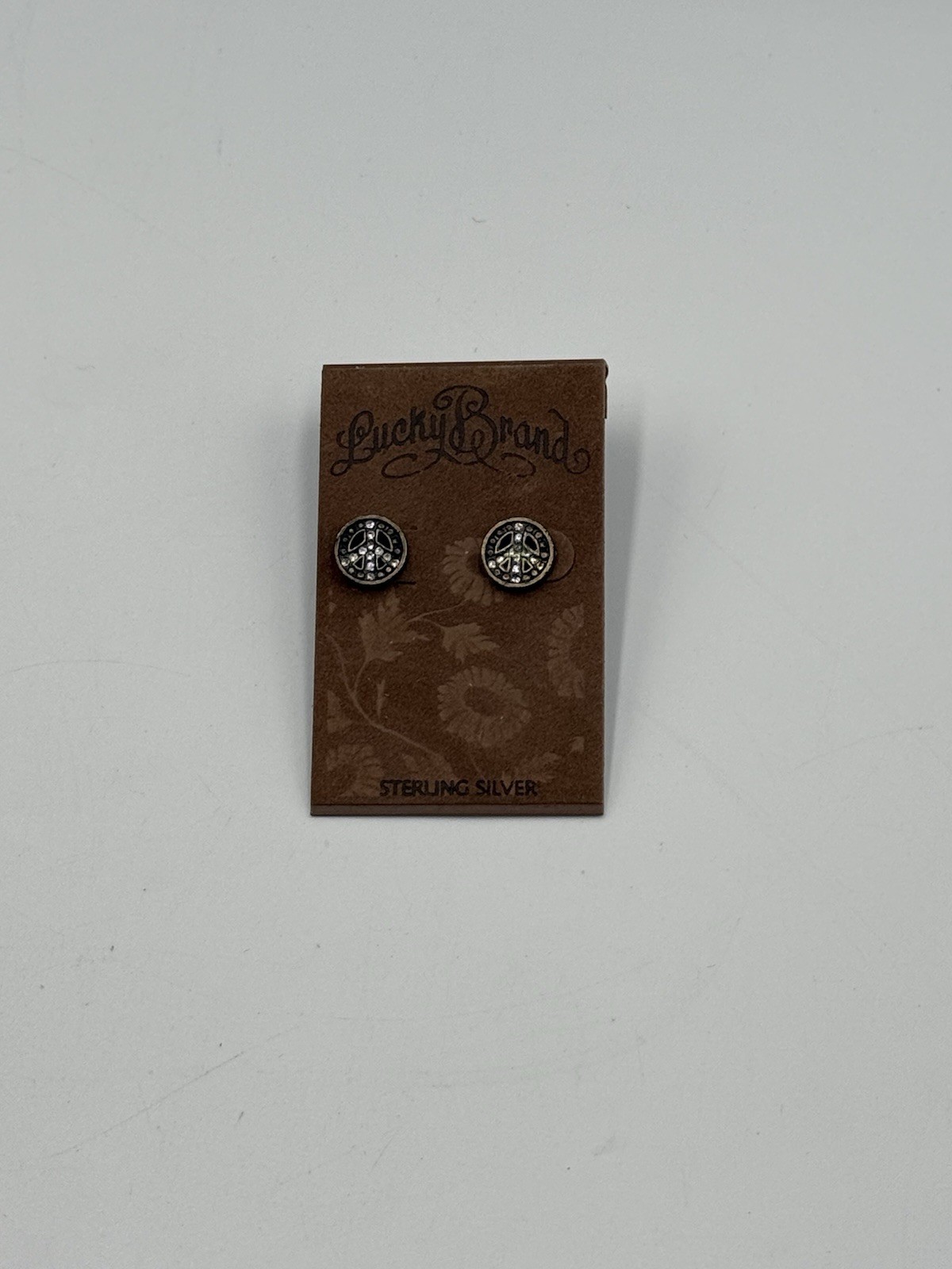 NEW LUCKY BRAND CRYSTAL PEACE LOVE FASHION PUNK VINTAGE PIERCED STUD EARRINGS