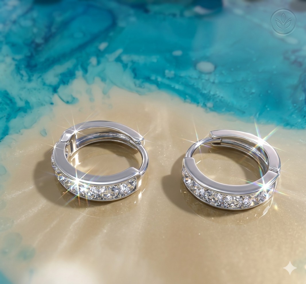 925 Sterling Silver CZ Huggie Hoop Earrings Small Cartilage Pave Hinged Jewelry