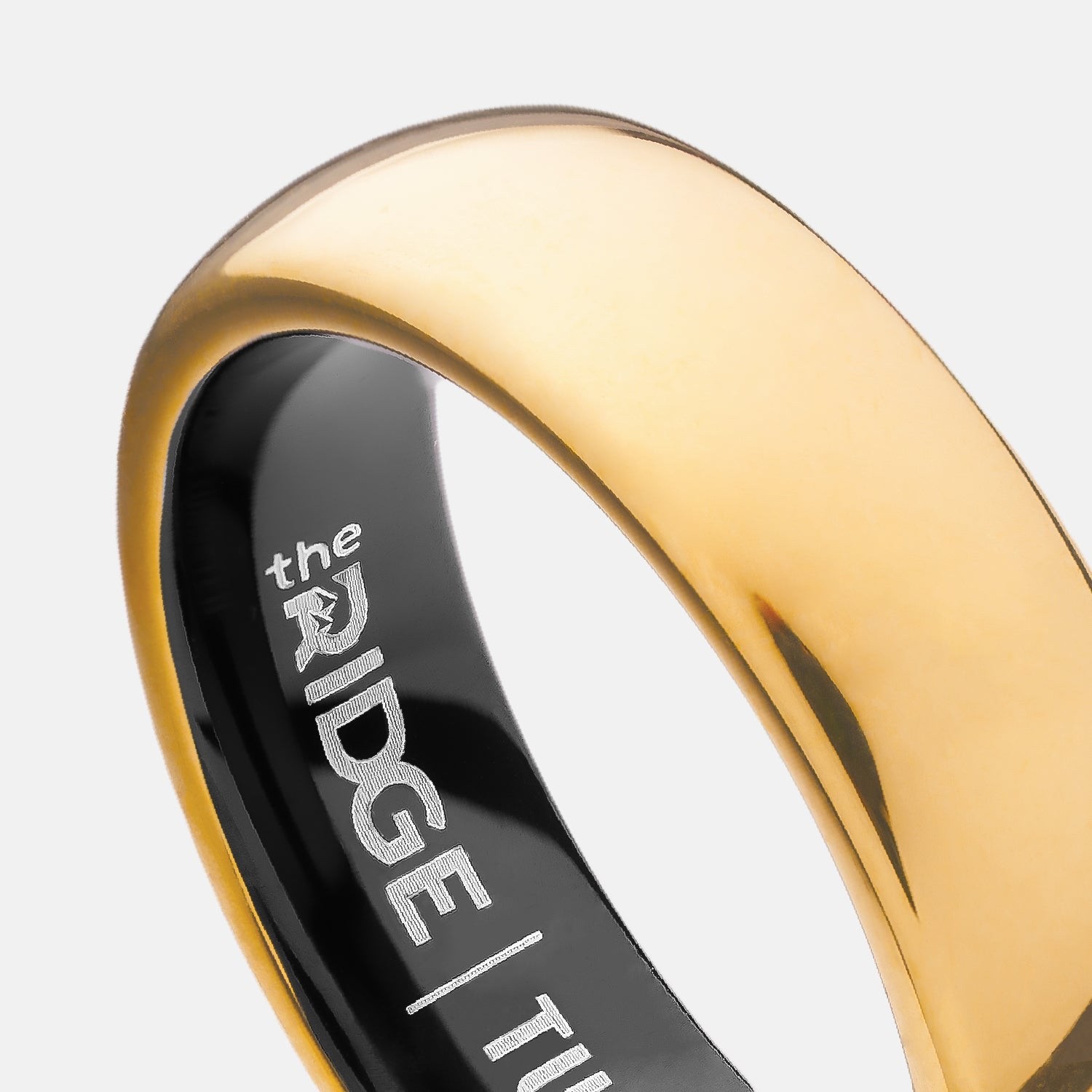 Ridge 6mm Tungsten Ring 24K Gold Rounded Wedding Band Comfort Fit Multiple Sizes