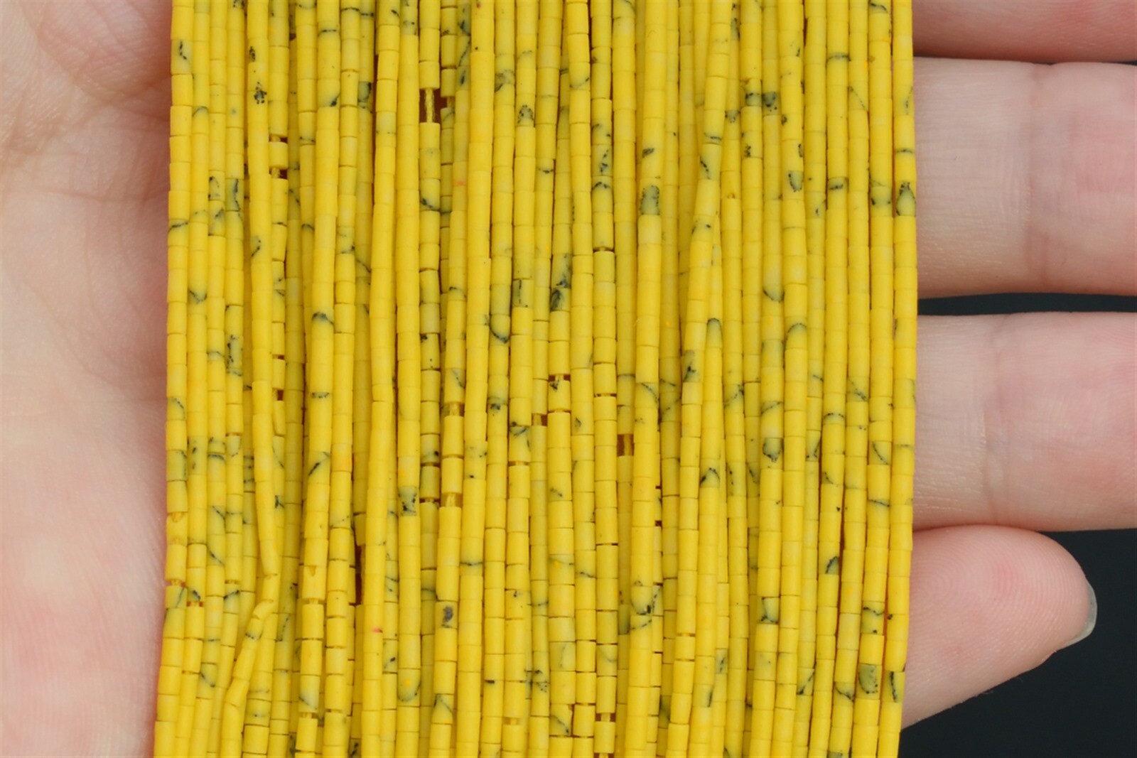 1x1MM Banana Yellow Howlite Beads Round Tube Beads 14.5″