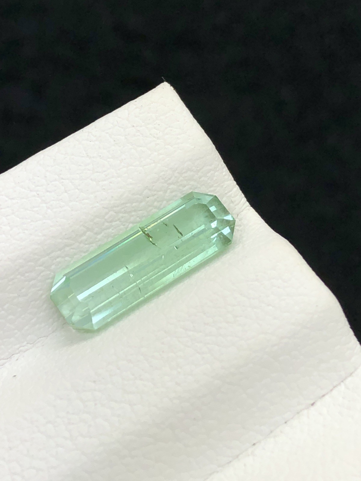 1.80 Ct Natural Seafoam Tourmaline Long Emerald Cut Slightly Included