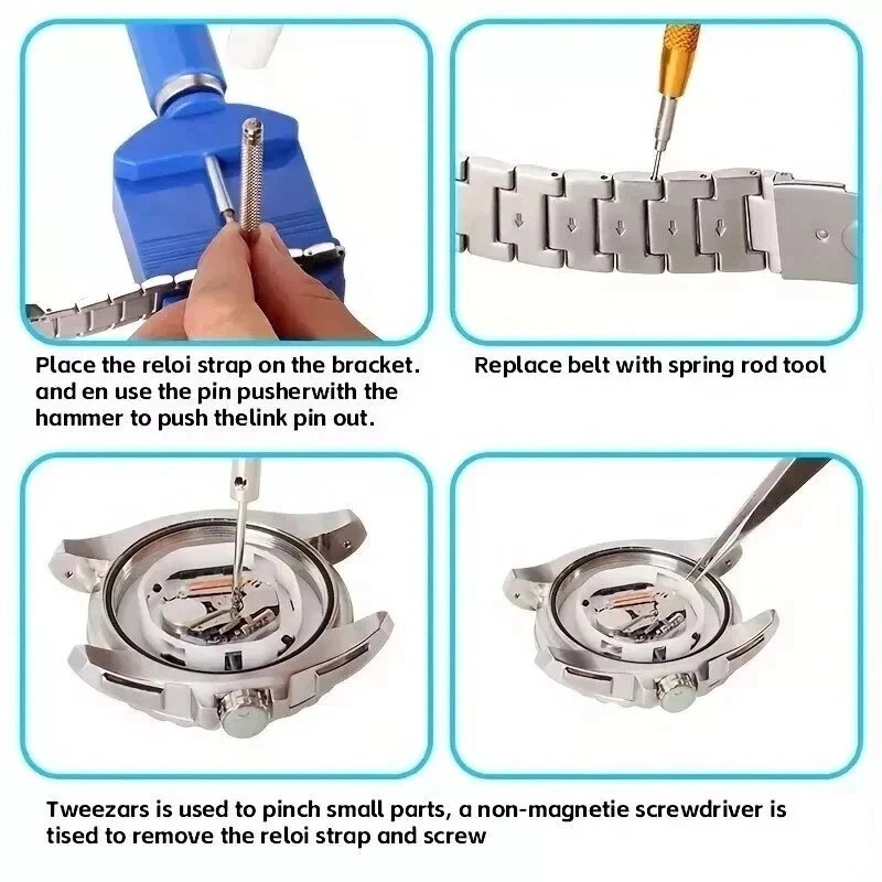 147PCS Watch Repair Tool Kit Back Case Opener Remover Spring Pin Bars Watchmaker