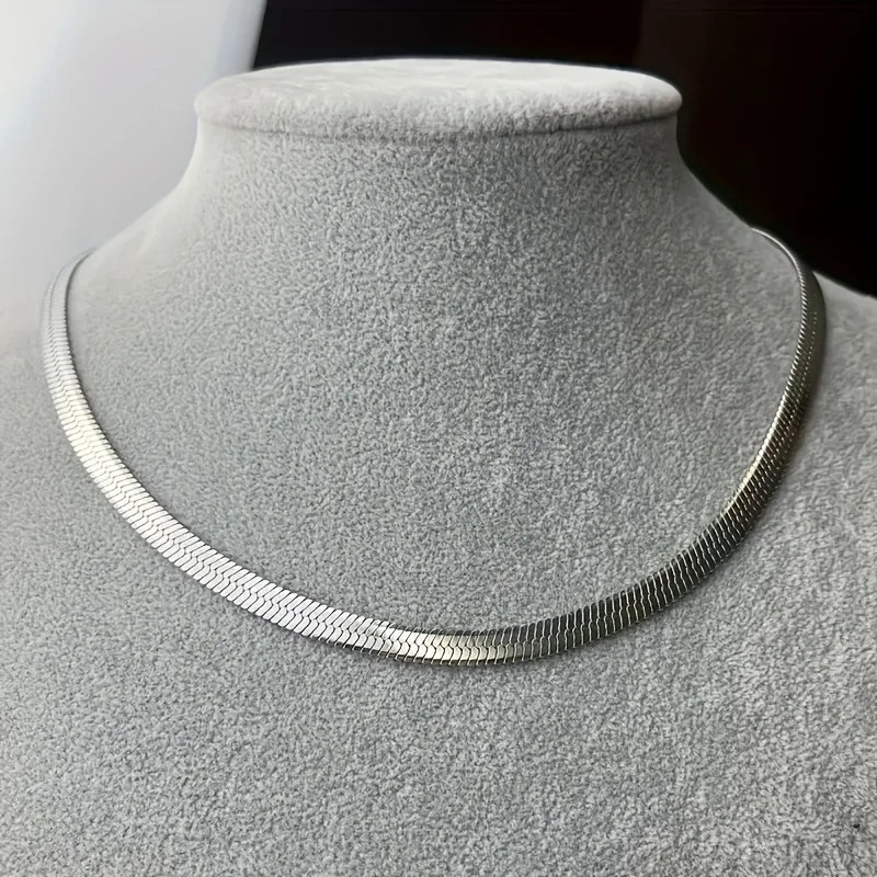 Hip Hop Stainless Steel Width 6mm Flat Snake Chain Choker Waterproof Necklaces C