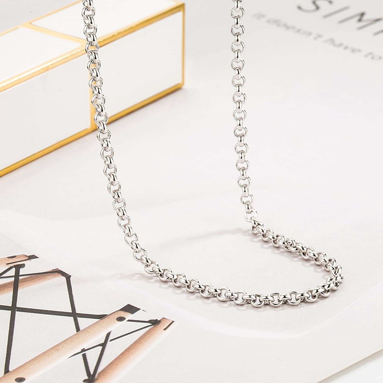 925 Sterling Silver Chain Necklace 3mm Adjustable 18-28 in Dankadi