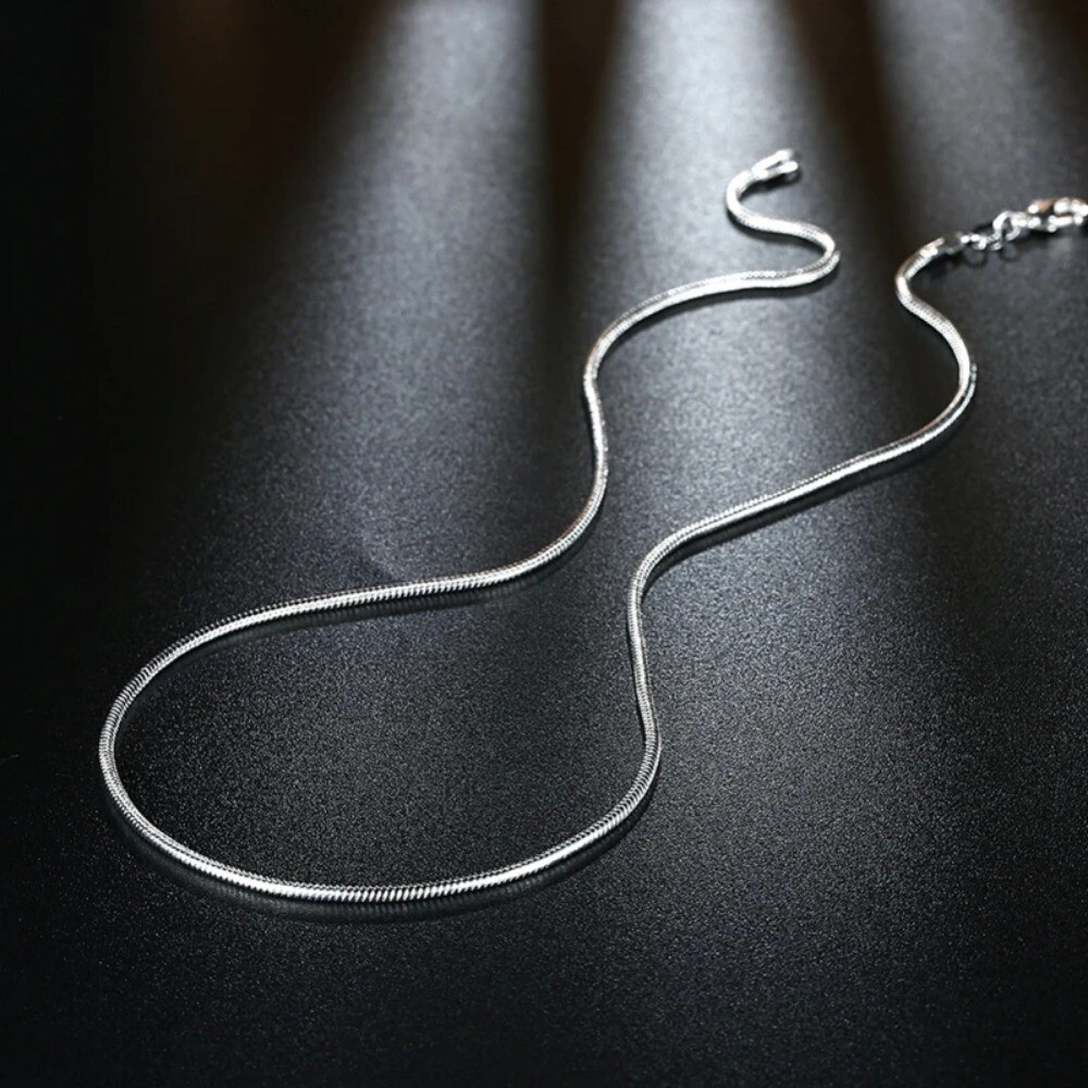 Men&Women’s 925 Sterling Silver Tarnish-Free Italian Snake Chain Necklace 16-38″