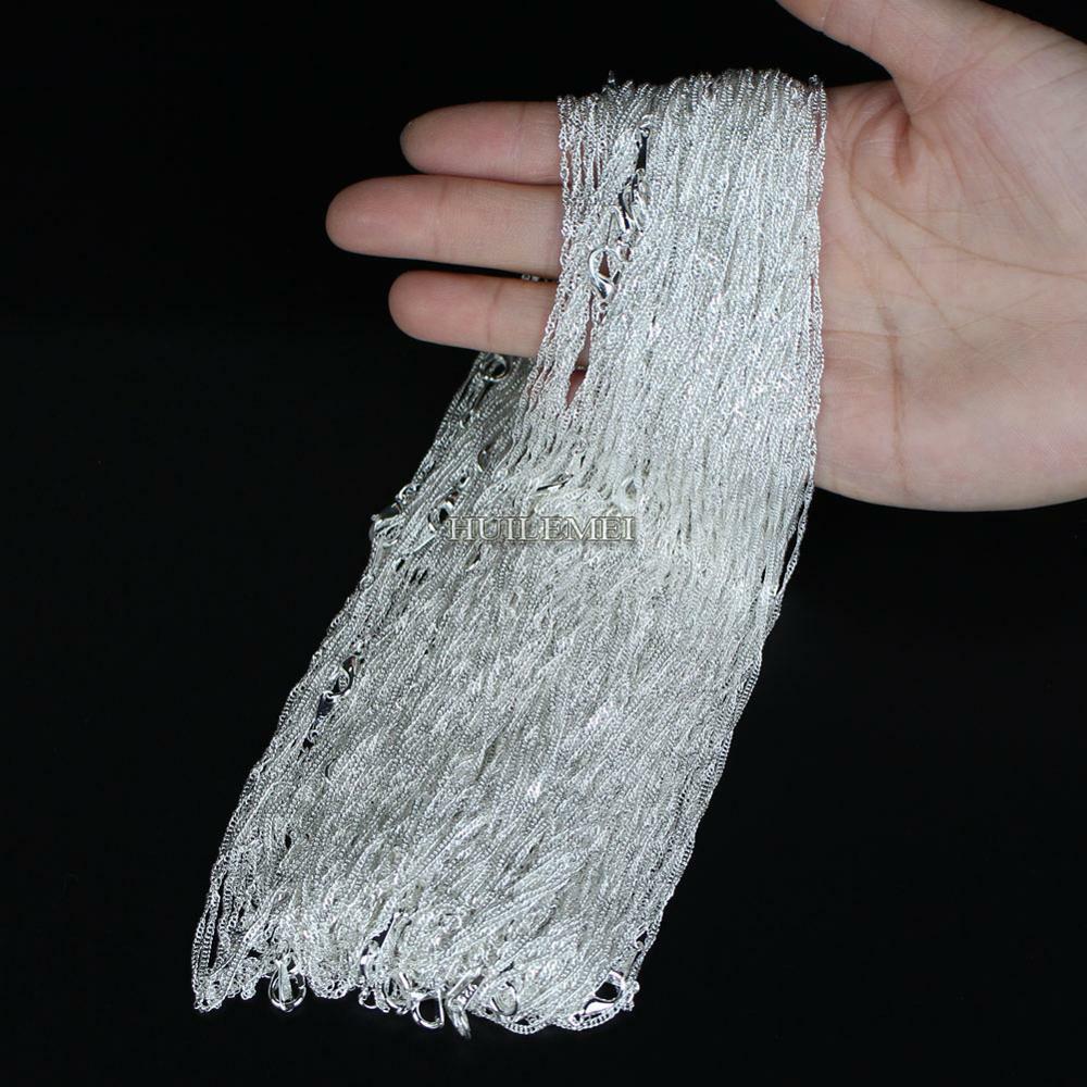 10pcs/lot 2mm 925 Silver Plated Water Wave Chain Necklaces 16″ 18″ 20″ 24″