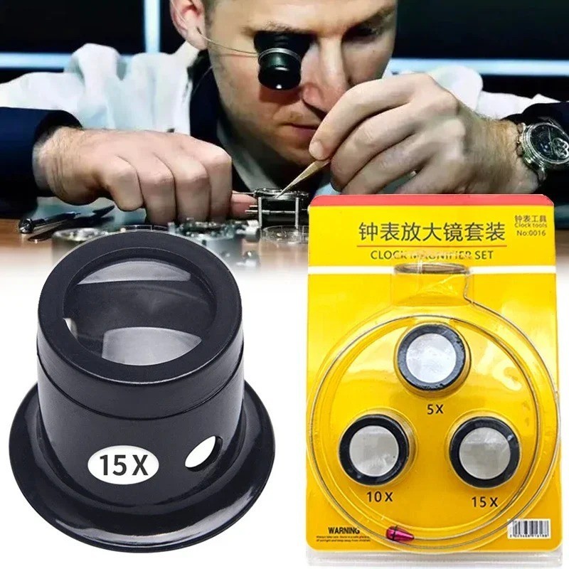 Pocket Magnifying Jewelry Eye Glass Magnifier Jewelers Loop Loupe 5X 10X 15X 20X