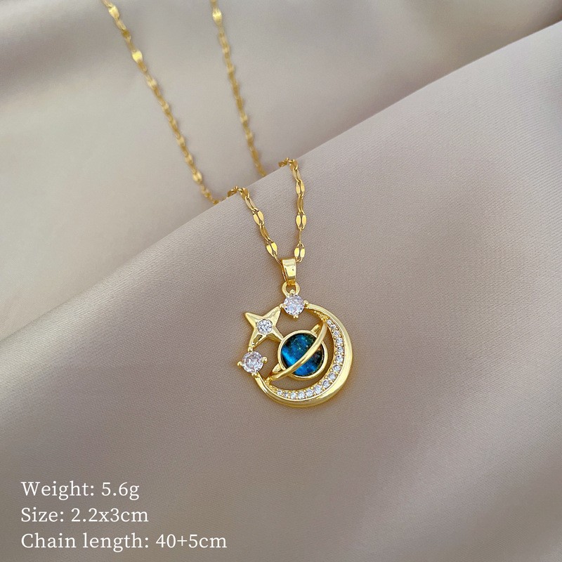 Women’s Fashion Starry Sky Necklace Rhinestone Pendant Clavicle Chain Zinc Alloy