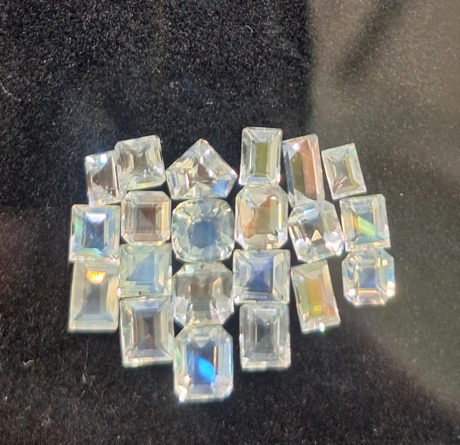 21/8.15 Cts Natural Faceted Rainbow Color Moon Stone Mix Shape Lot Gemstones