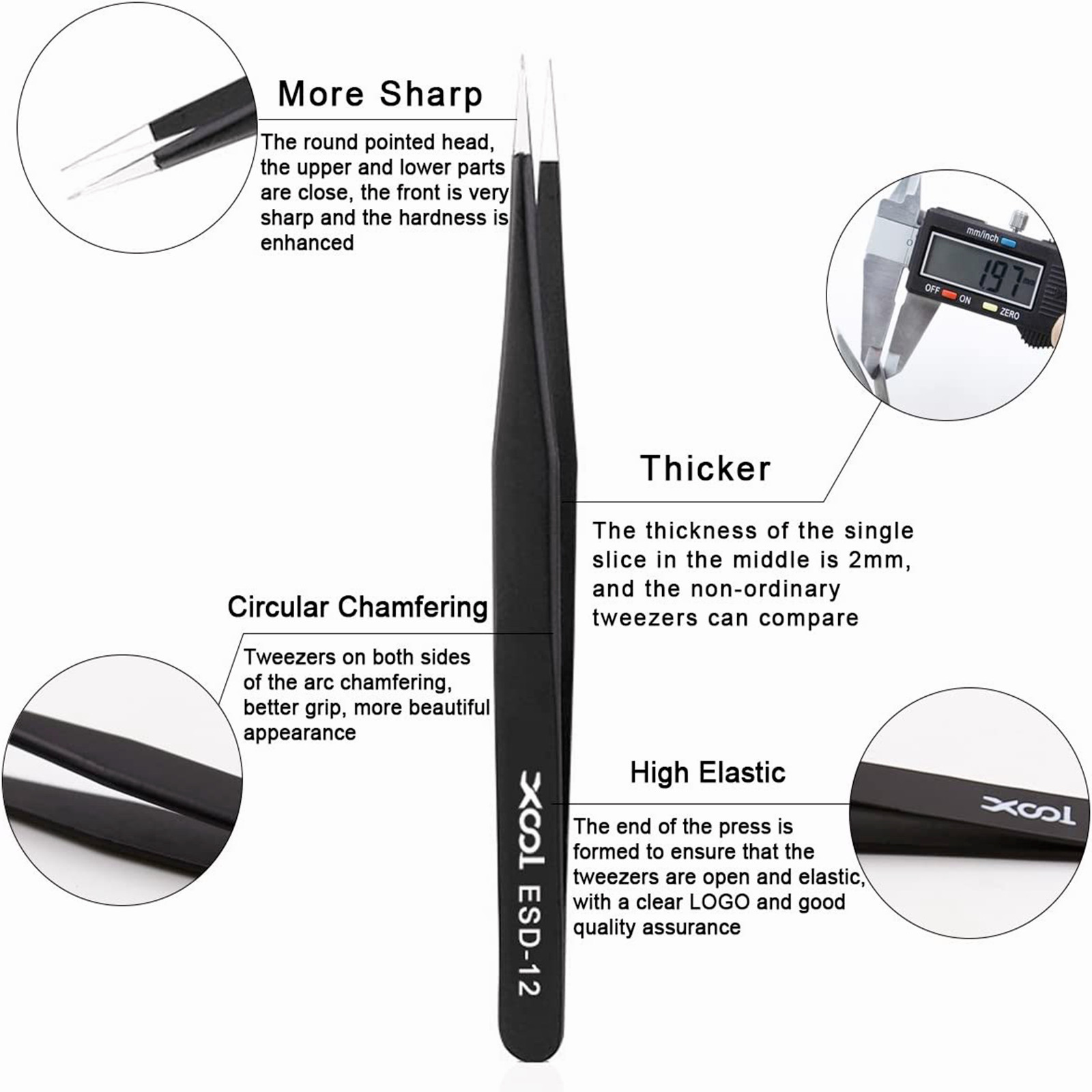 10 Pcs Precision ESD Anti-Static Repair Stainless Steel Tweezers Set Kit Tools