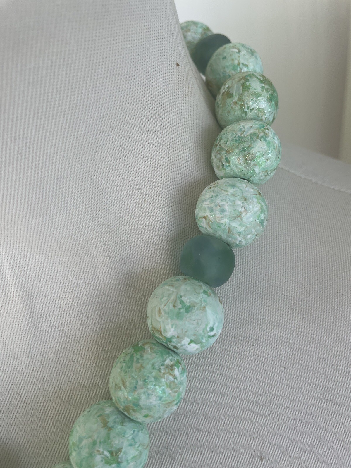 Turquoise Color Beads on Jute Handmade Boho No Metal