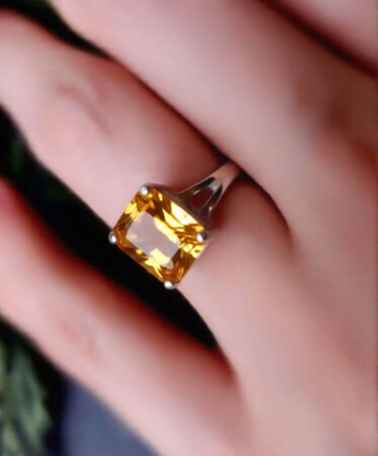 Beautiful Citrine Gemstone Handmade 925 Sterling Silver Jewelry Ring All Size
