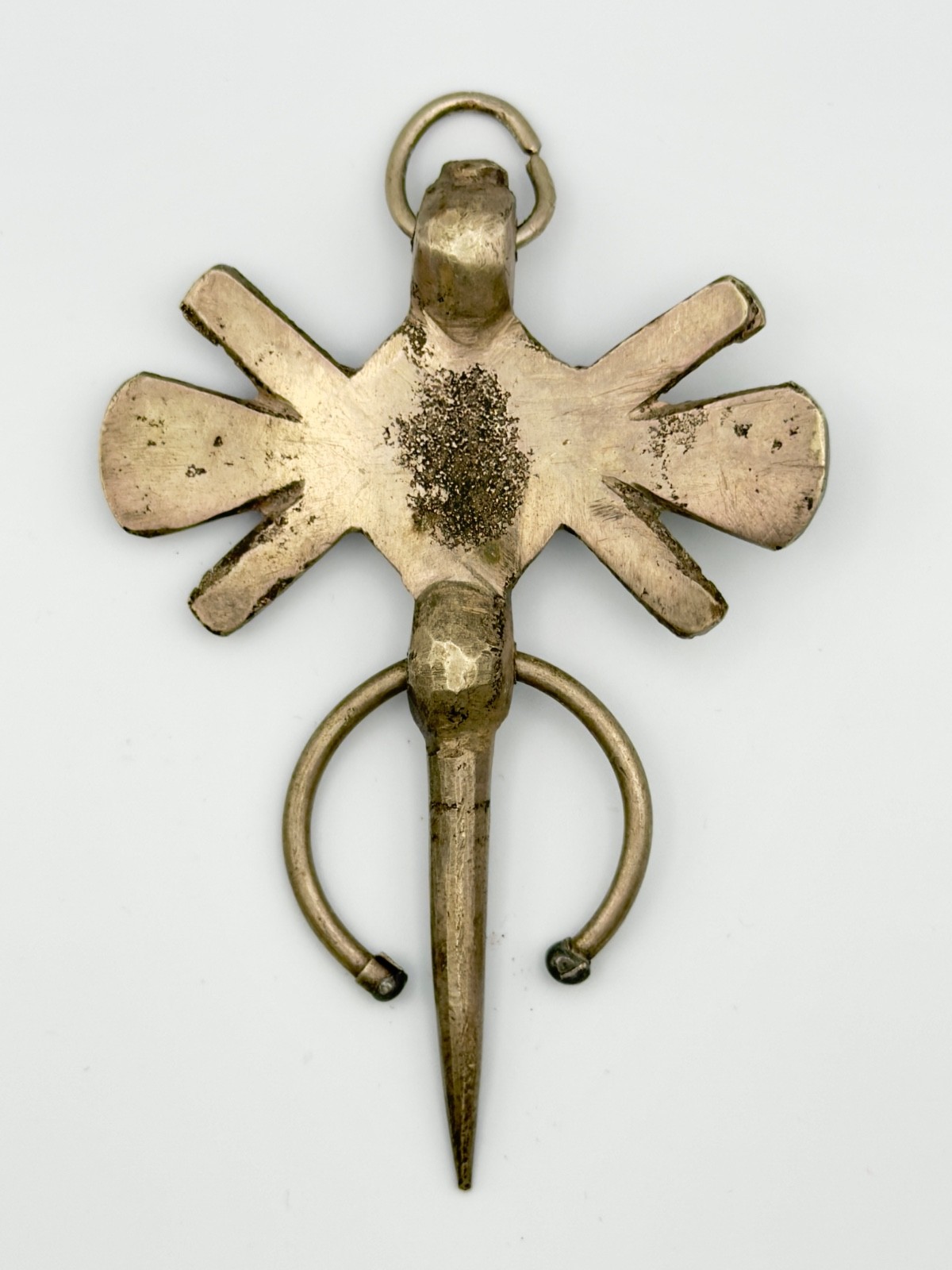 Vintage Berber Amazigh Fibula Pendant Morocco Tribal Jewelry 3.5″ 47.8g