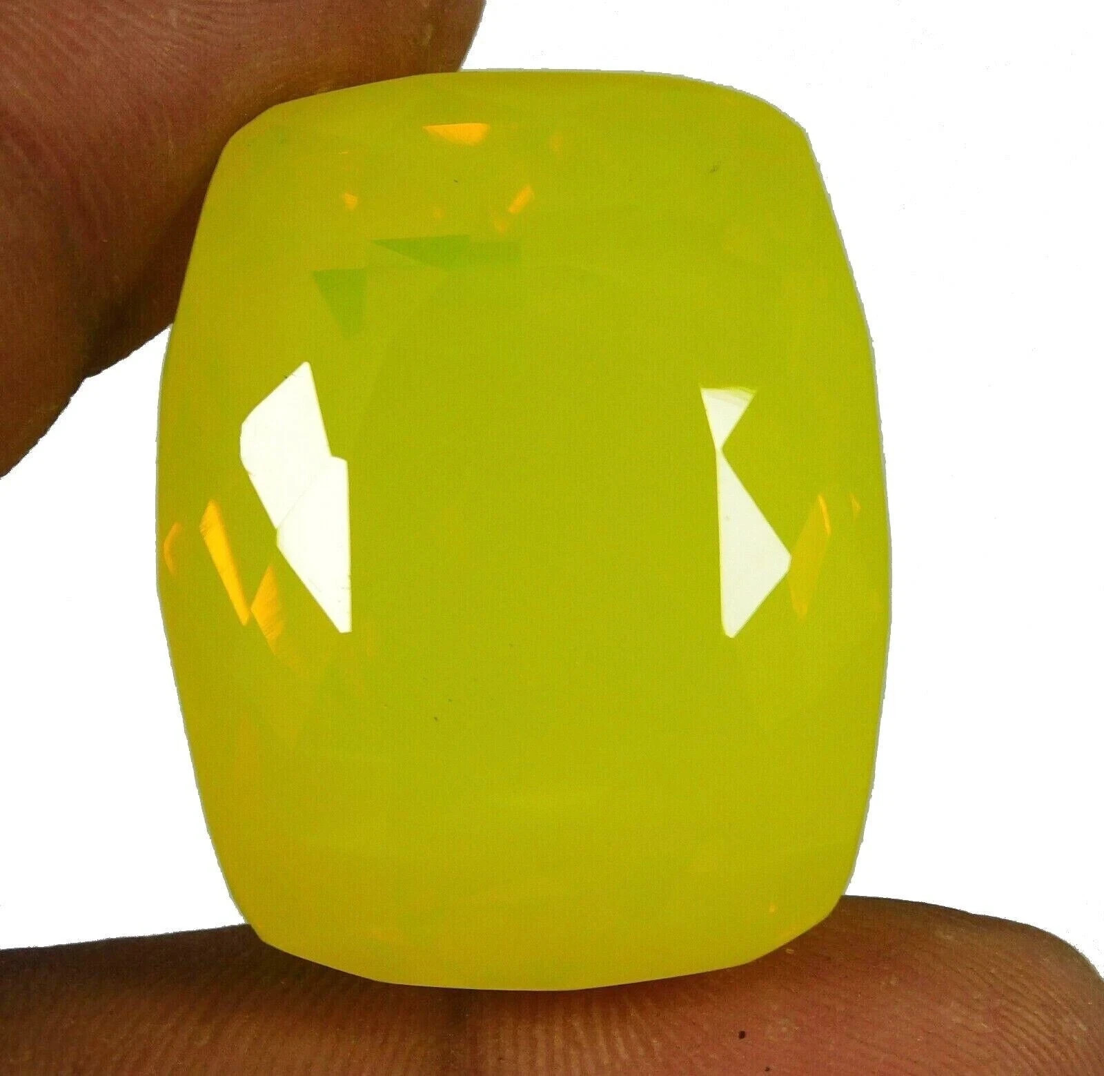110.10 Carat Certified Neon Yellow Fire Opal Cushion Cut Flawless Loose Gemstone