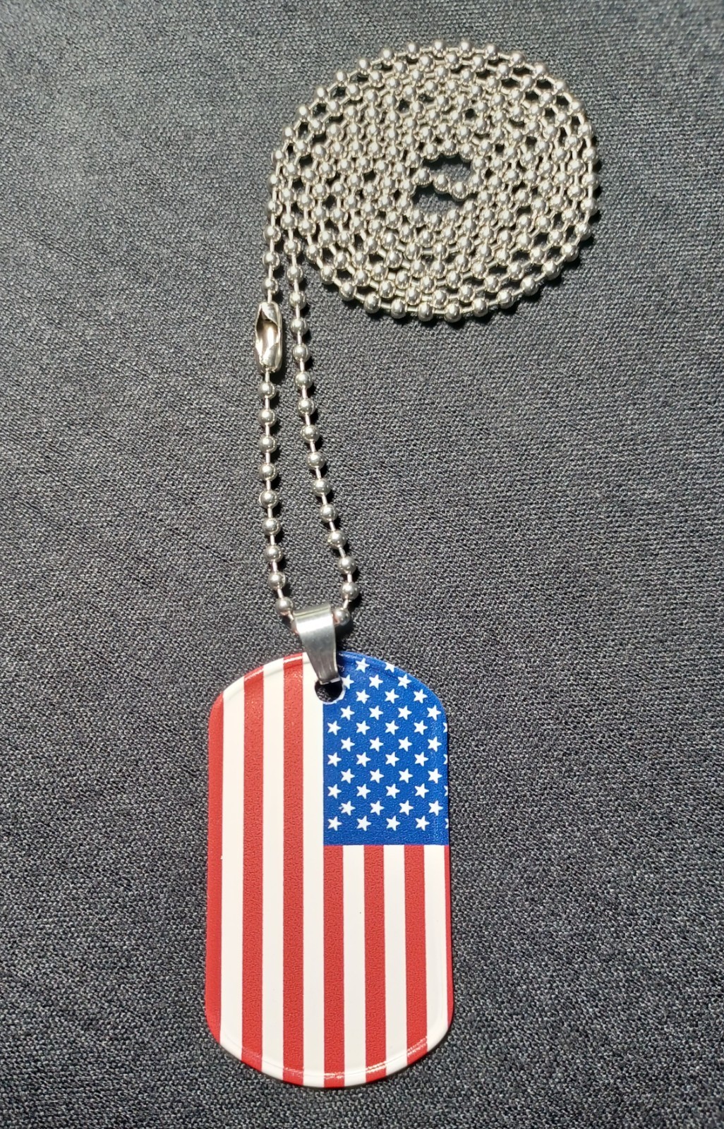 USA Flag or International Flag Dog Tag with 30″ Stainless Steel Dog Tag Chain
