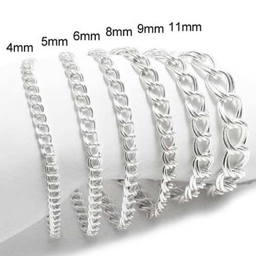 925 Sterling Silver Charm Bracelet Double Link – All Widths & Lengths