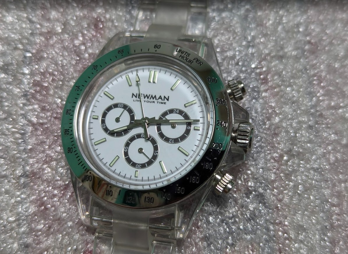 RARE men’s watch NEWMAN Chronograph Comes with a very light plastic bracelet