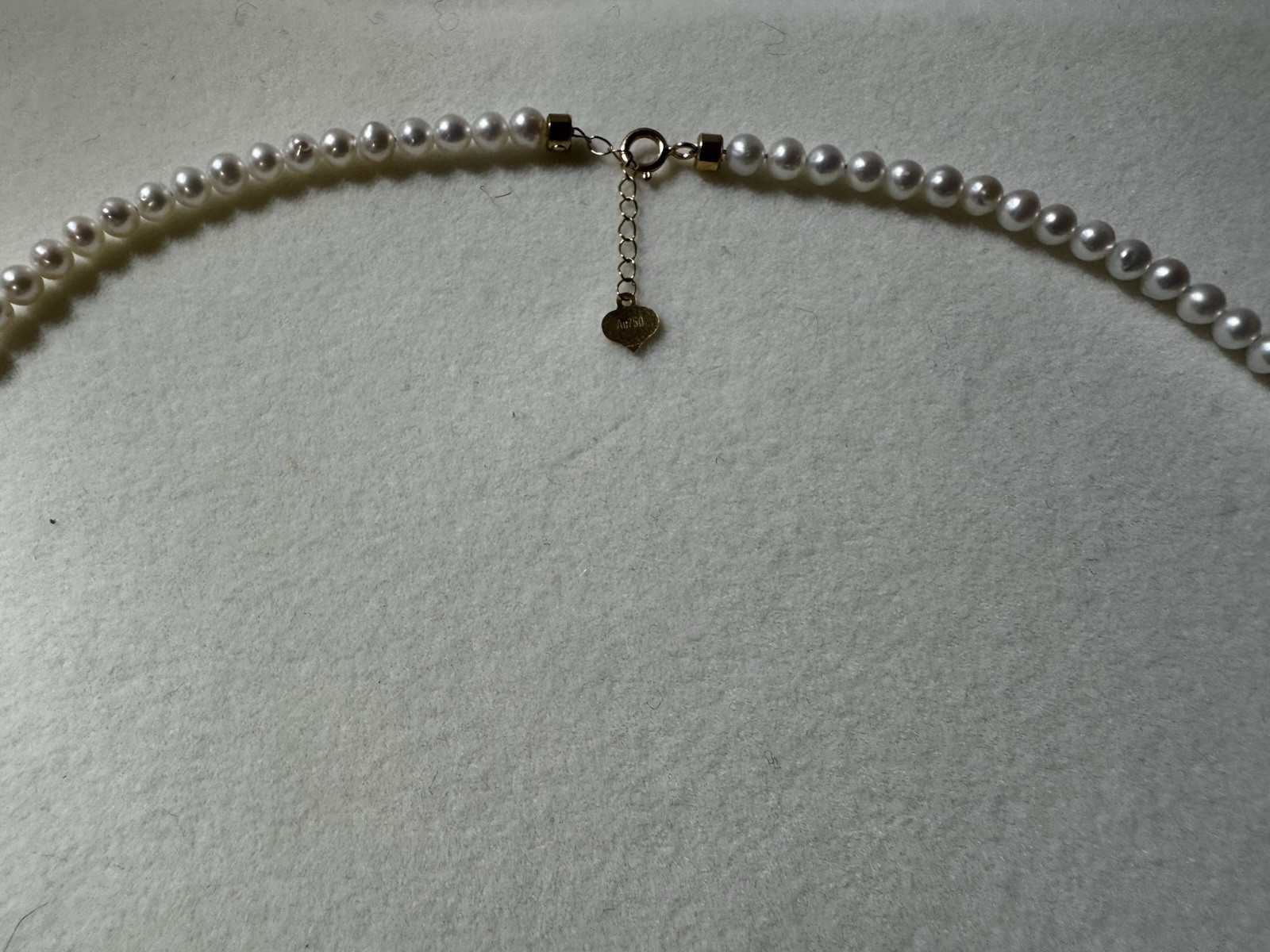 16-17 inches 3.5-4mm freshwater A+ white pearl necklace 18k gold clasp new NIB