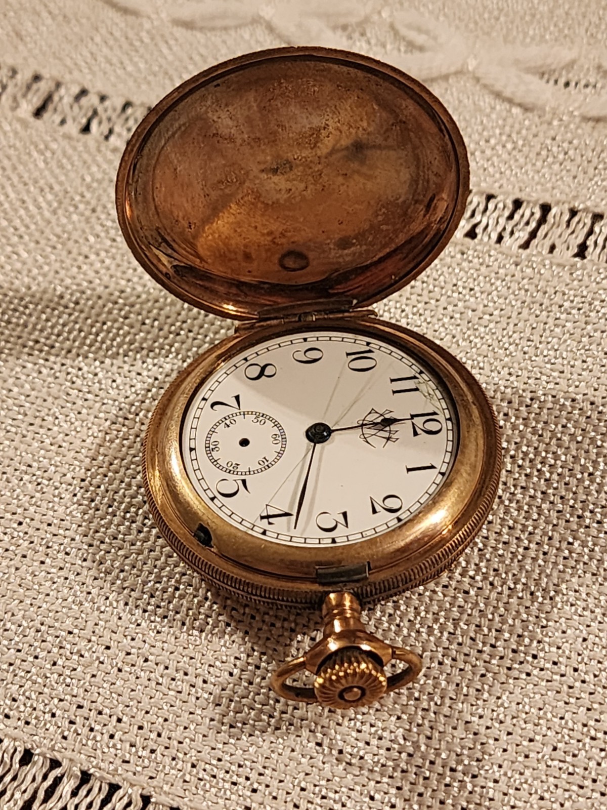 Antique Swiss Ladies Pocket Watch Gold Filled Hunter Case Bird Engraved WW