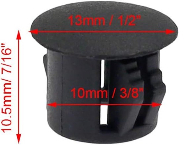 30PCS 10mm 3/8″ Black Hole Plugs Plastic Flush Type Hole Plugs Snap in Lockin…