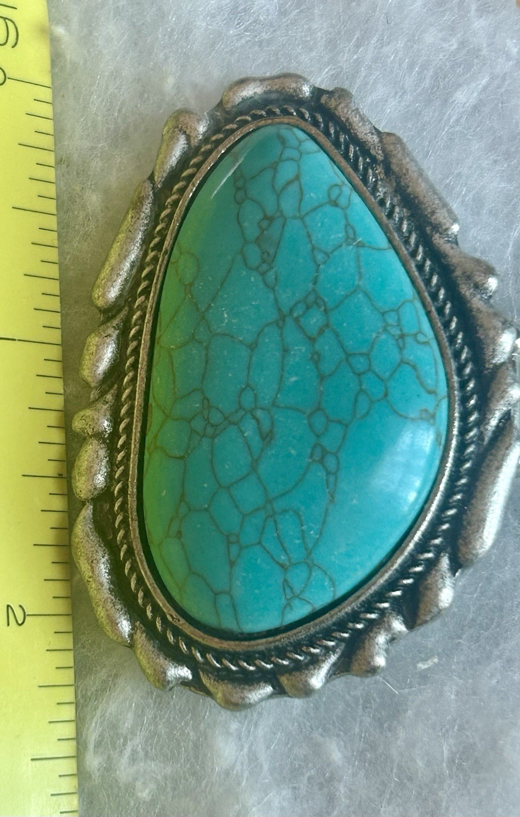 Large Southwestern Faux Turquoise Statement Stretch Ring (c. 2000s–2010s)