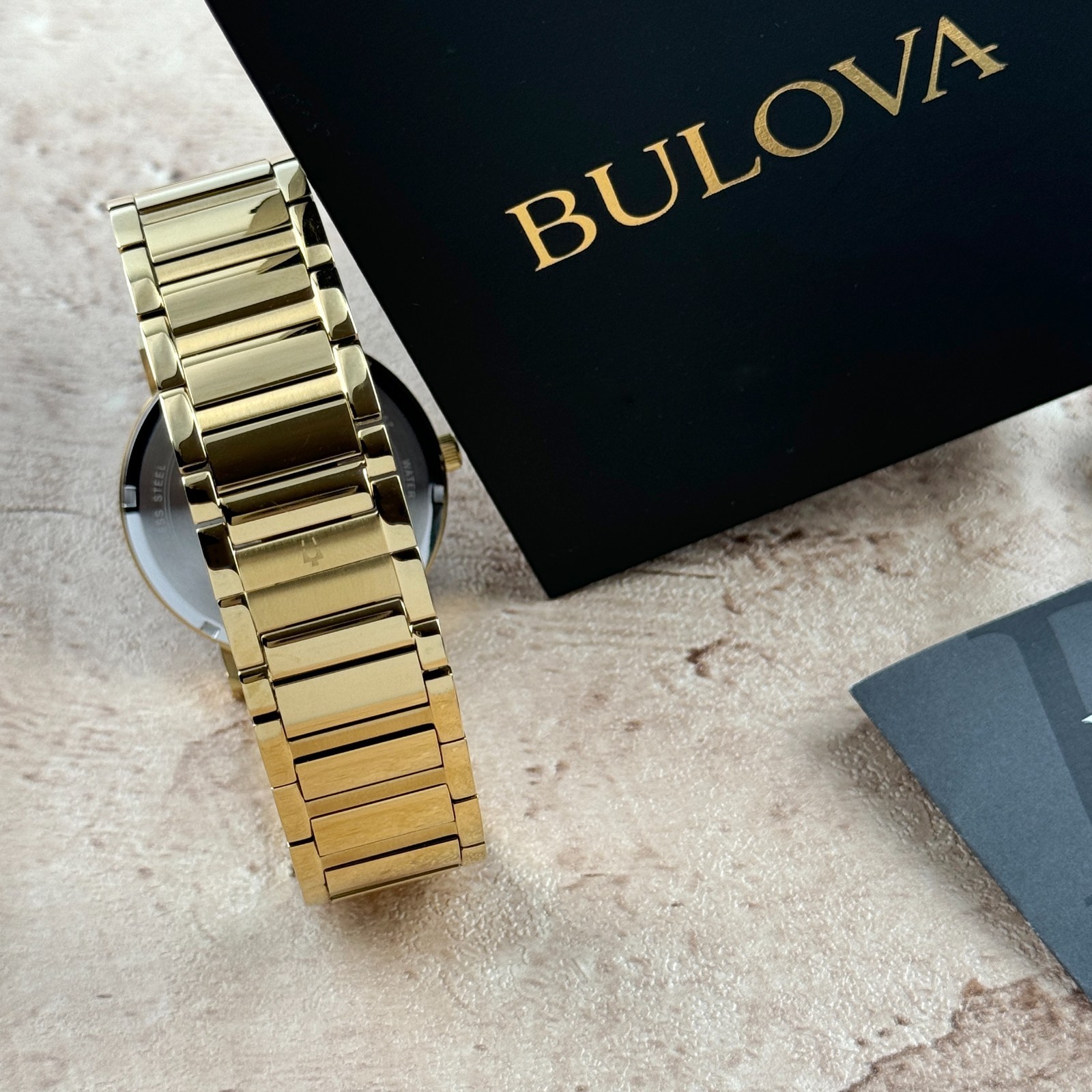 New Bulova Futuro Modern Quartz Gold Dial Chronograph Men’s Watch 97D115 42MM