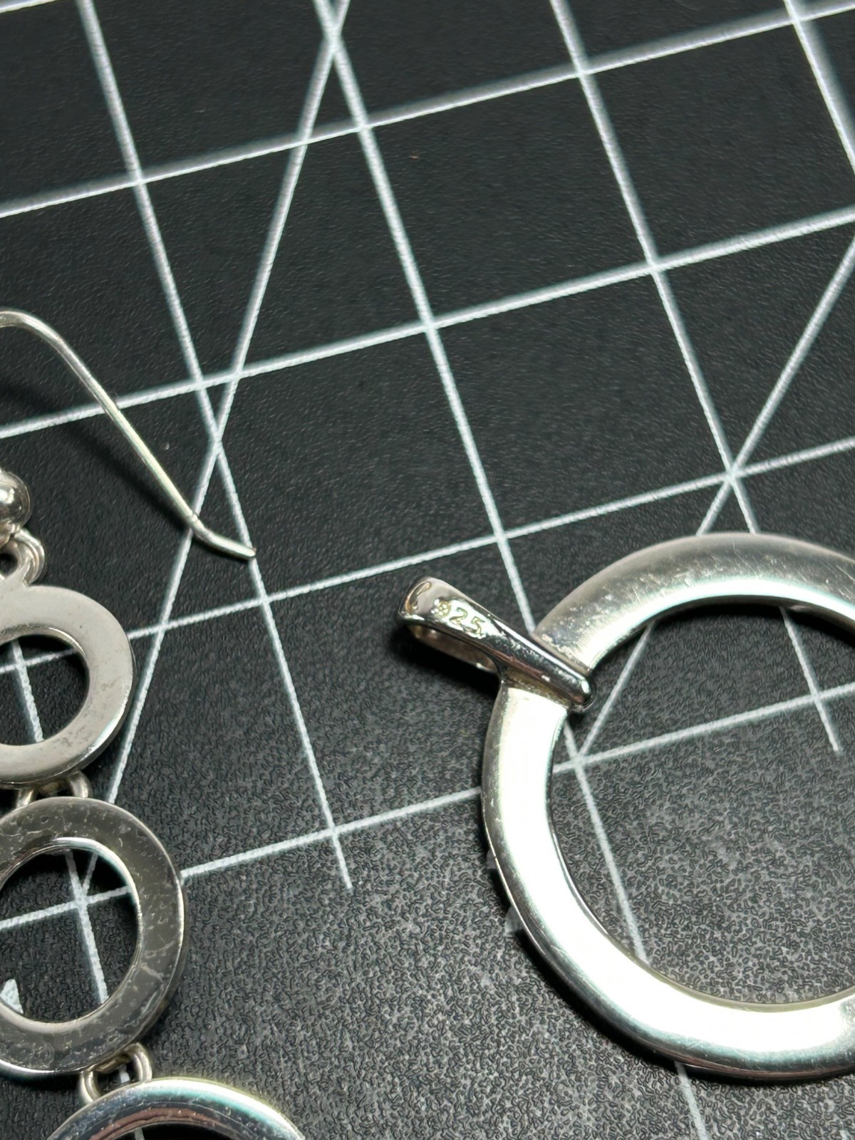 MWS Sterling Silver 925 Circle Pendant & Earrings Matching Set Graduated Tiered