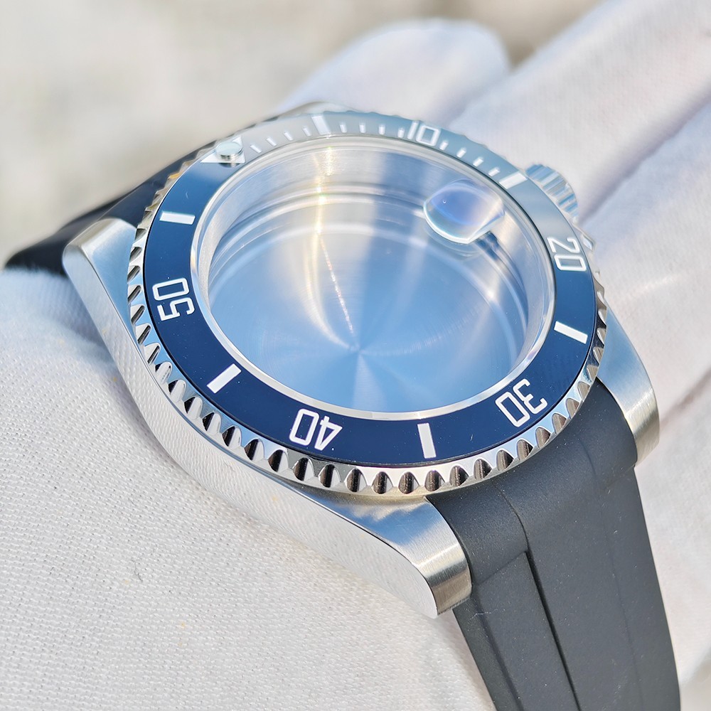 40mm Watch Case Silicone Strap Set For NH34 NH35 NH36 NH38 SUB GMT Bezel Watches