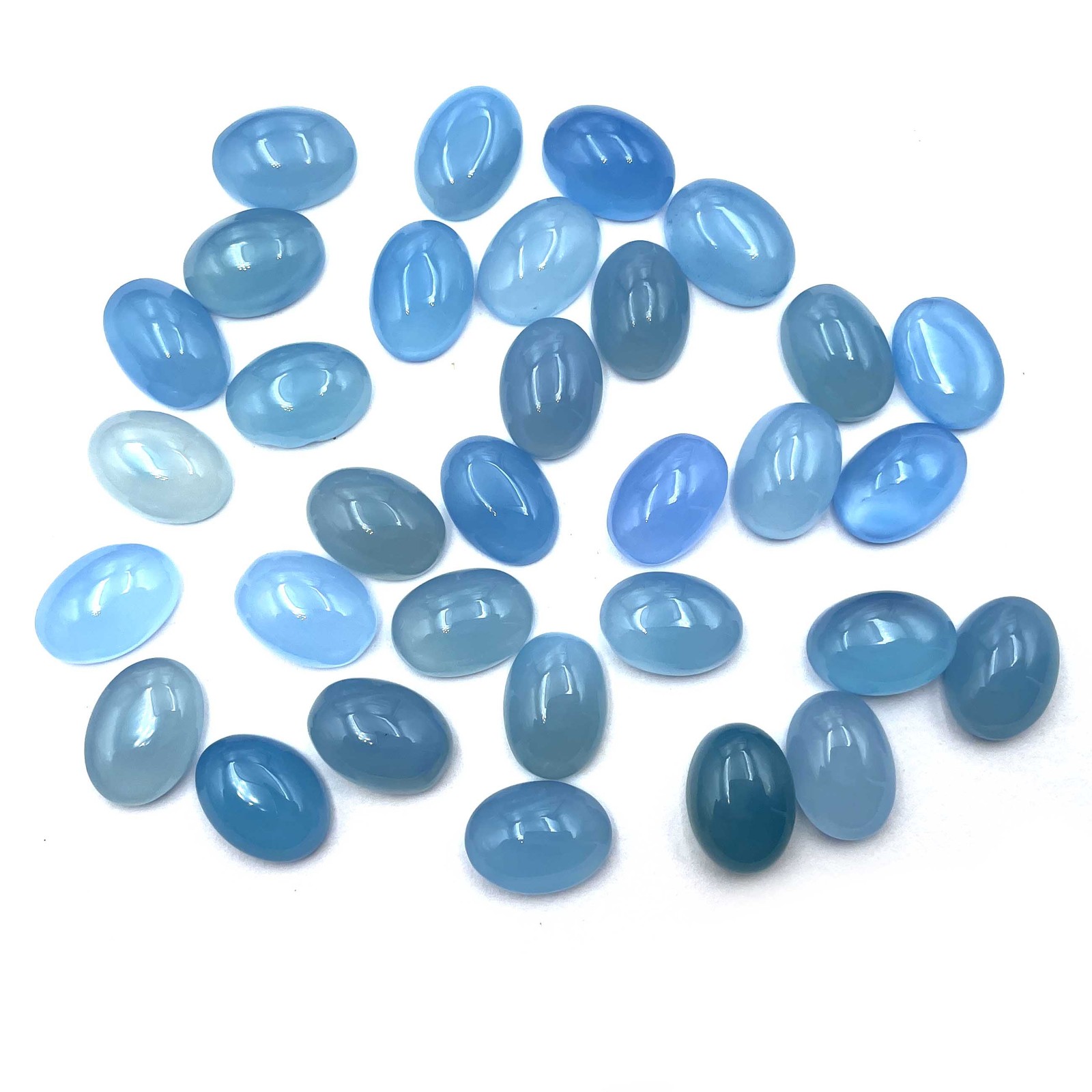 Natural Blue Chalcedony Oval Cabochon Loose Gemstone Lot 9 Pcs 13*18 MM 110 CT