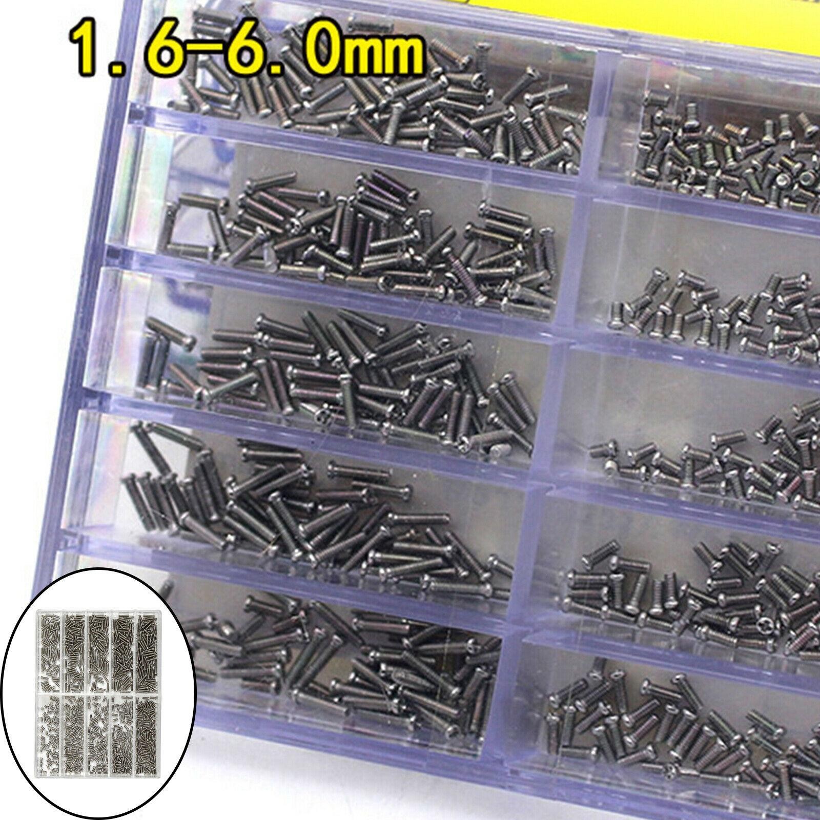 600PCS Steel Watch Back Cover Screw Phillips Watch Repairing Tools W/Box