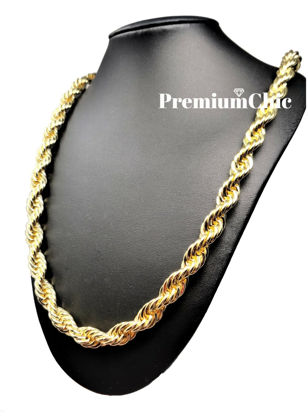 Rope Chain Necklace 3mm to 10mm 16″ to 30″ 14K Gold Plated Mens Hip Hop Jewelry
