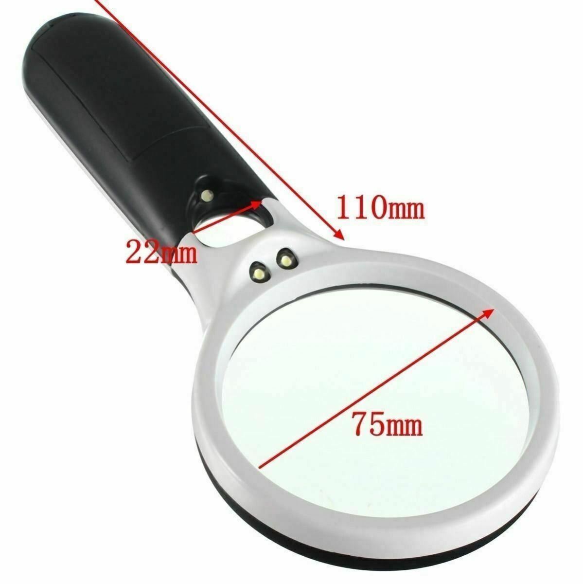 3 LED 45X Light Handheld Magnifier Reading Magnifying Glass Lens Jewelry Loupe