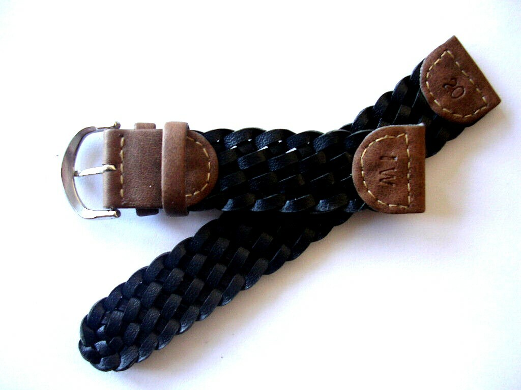 20mm Black Hand Braided Woven Military Pilot watch band strap IW SUISSE 12-14-19