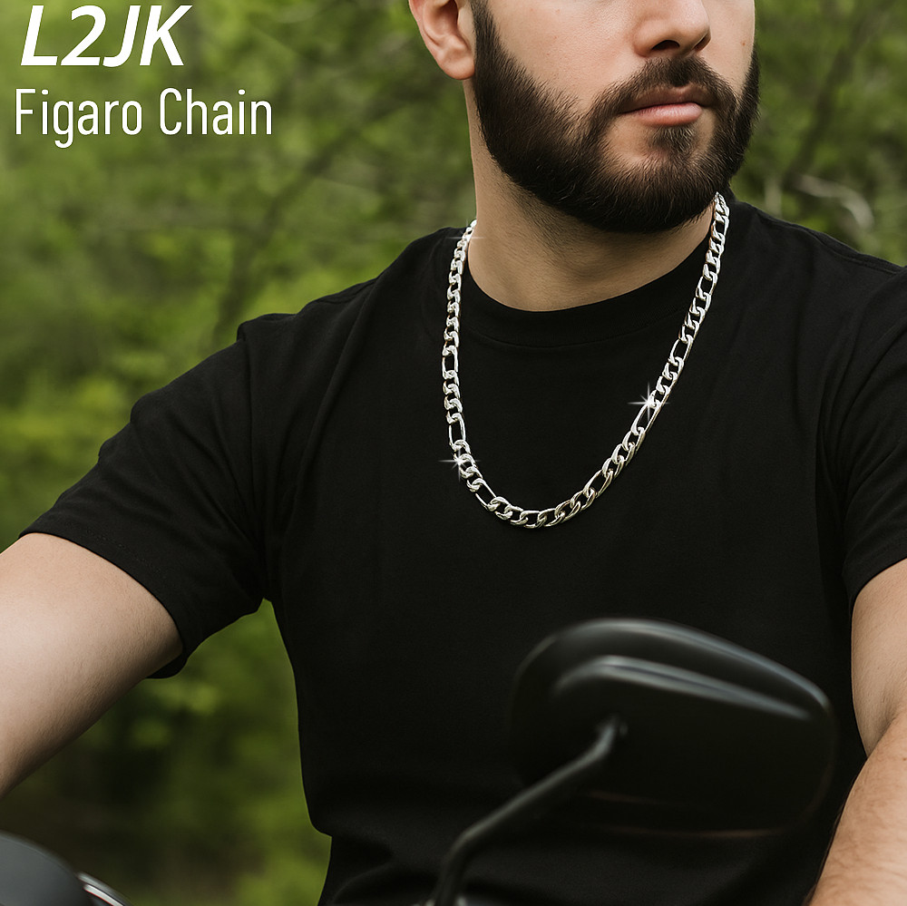 Figaro Chain 925 Silver Plated 5, 6, 7, 8, 9, 10, 11, 12mm – 24″ & 30″ Men Women