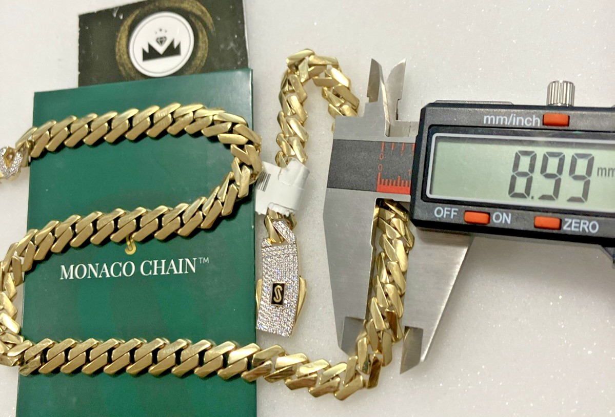 10kt Real Gold Monaco Edge Cuban Chain 9mm CZ Lock 23.5grams 18.5” New With tag.