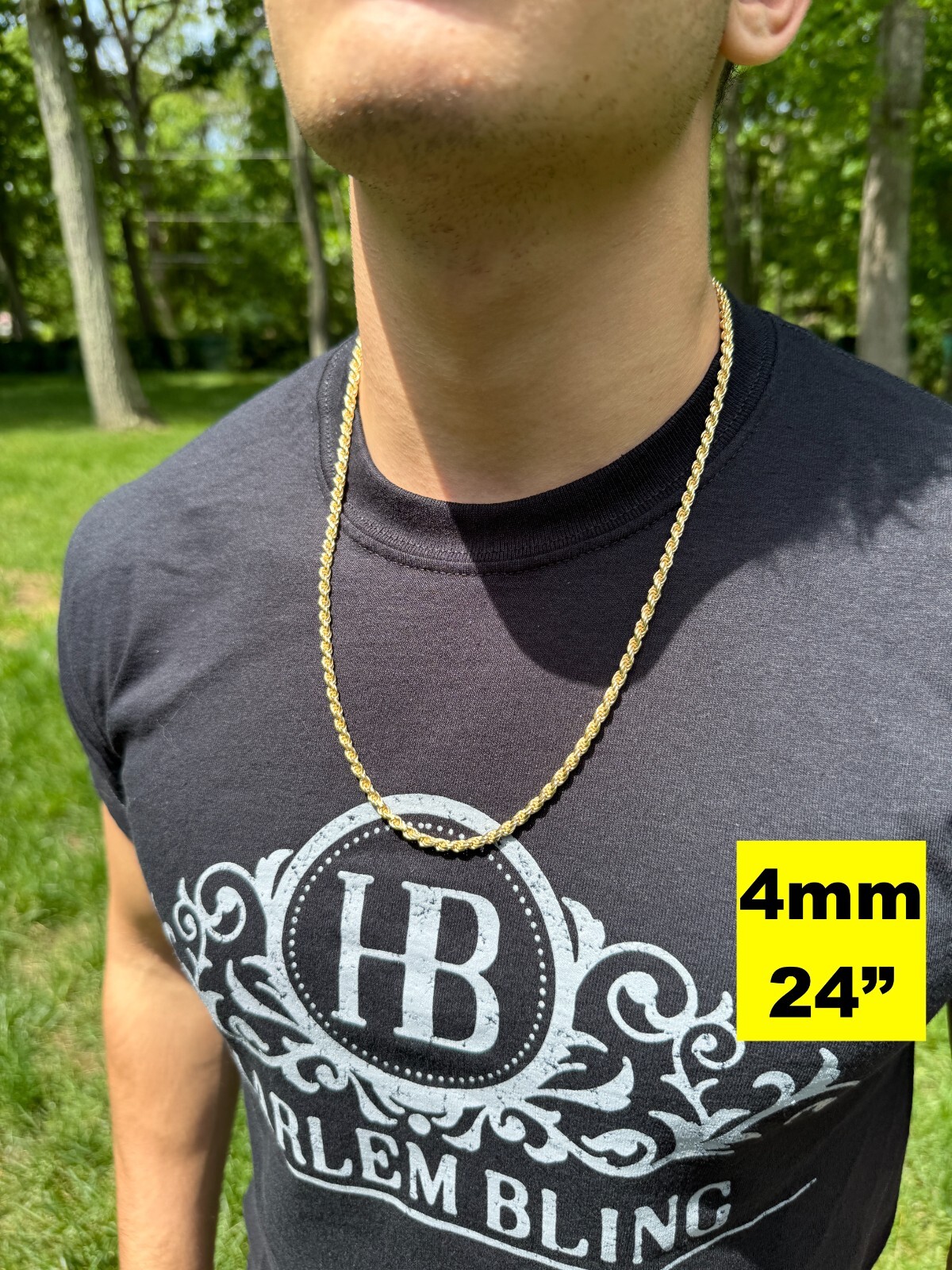 Men’s Women’s Real 14k Gold Plated Solid 925 Sterling Silver Rope Chain 1.5-5mm