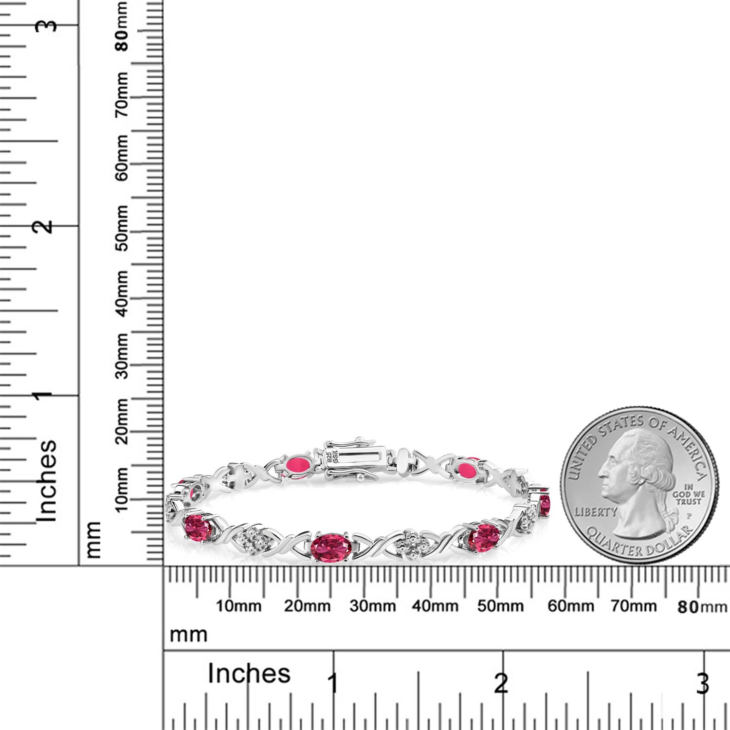 925 Sterling Silver Pink Tourmaline Tennis Bracelet For Women (3.80 Cttw,