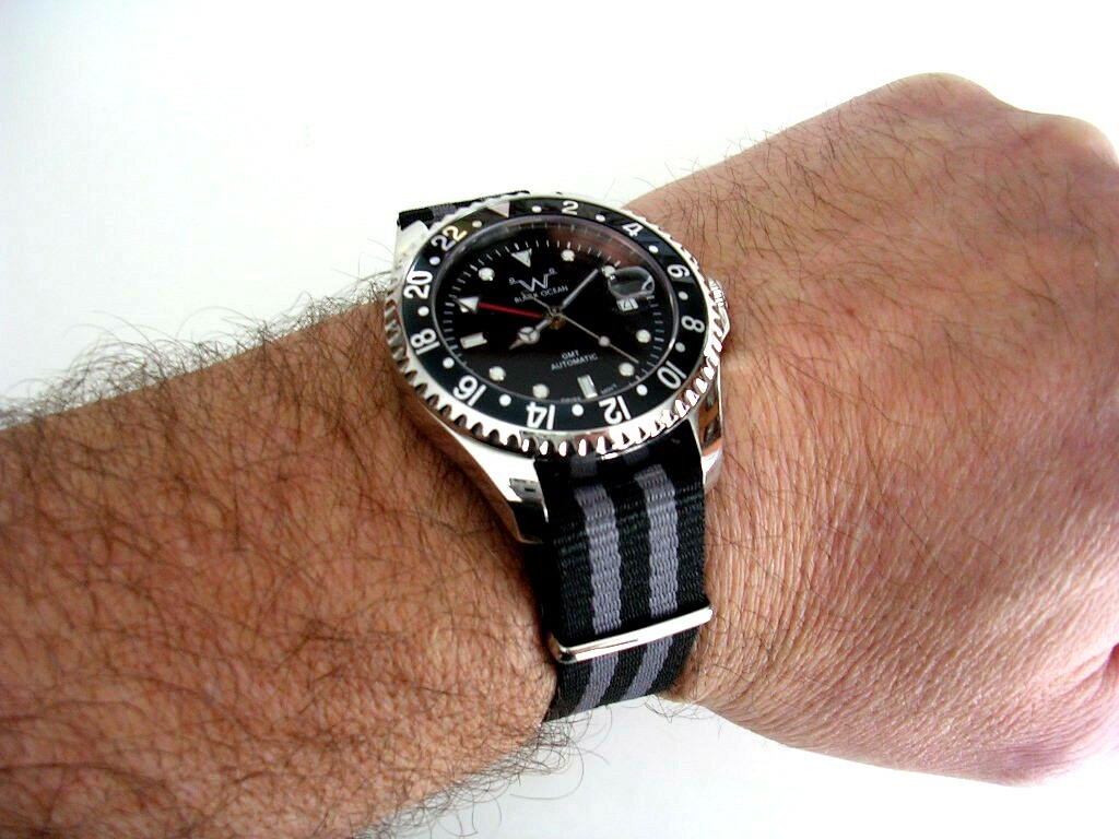 18mm Black Grey NATO g10 Prem nylon watch band 2pak RAF Bond IW SUISSE 20 22 24