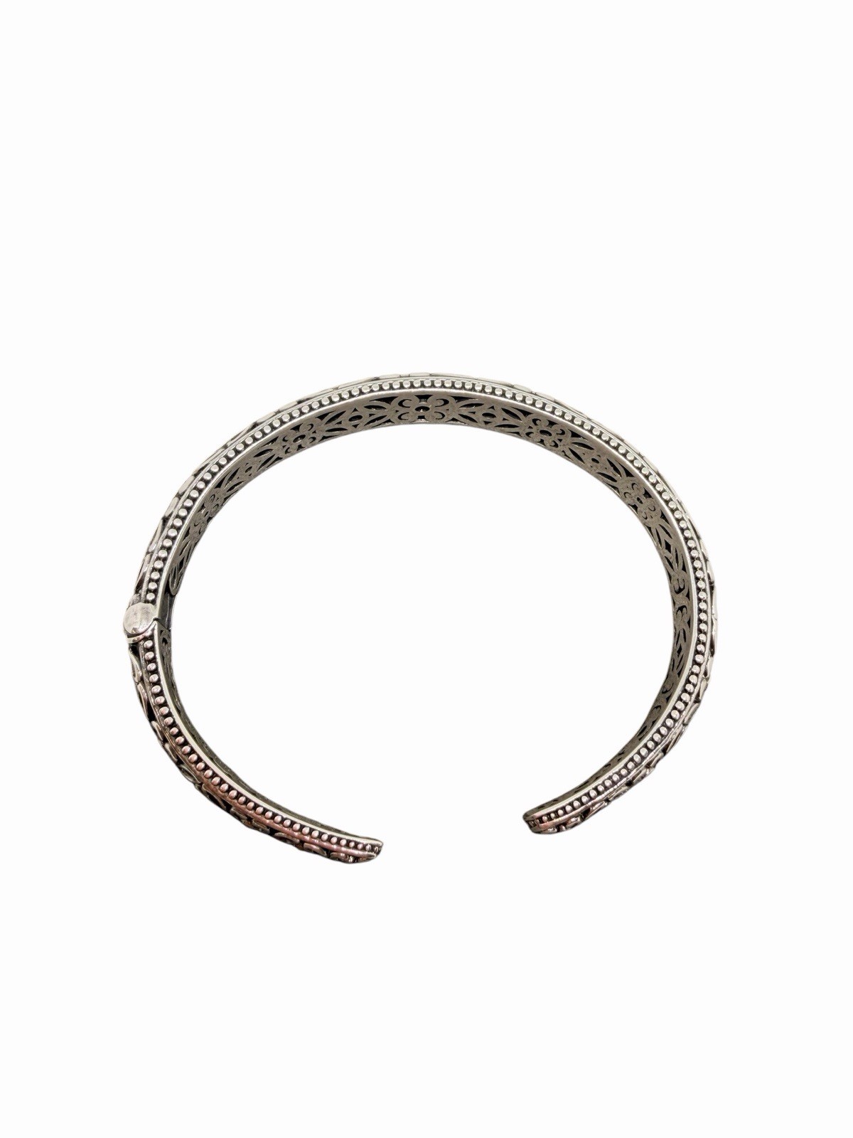 Angela By John Hardy Sterling Silver 14Kt Gold Floral Hinged Cuff Bracelet
