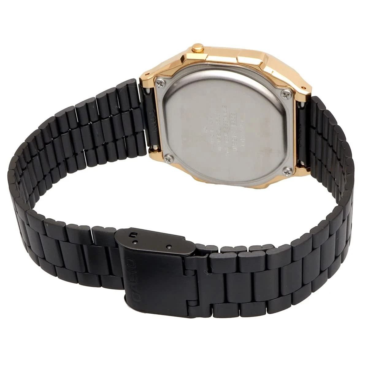 Casio A168WEGB-1BDF Unisex Retro Adults Watch, Black Stainless Steel Band, 34mm