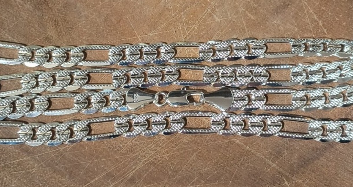 925 silver Stamped chain necklace 7 mm wide 30 in long