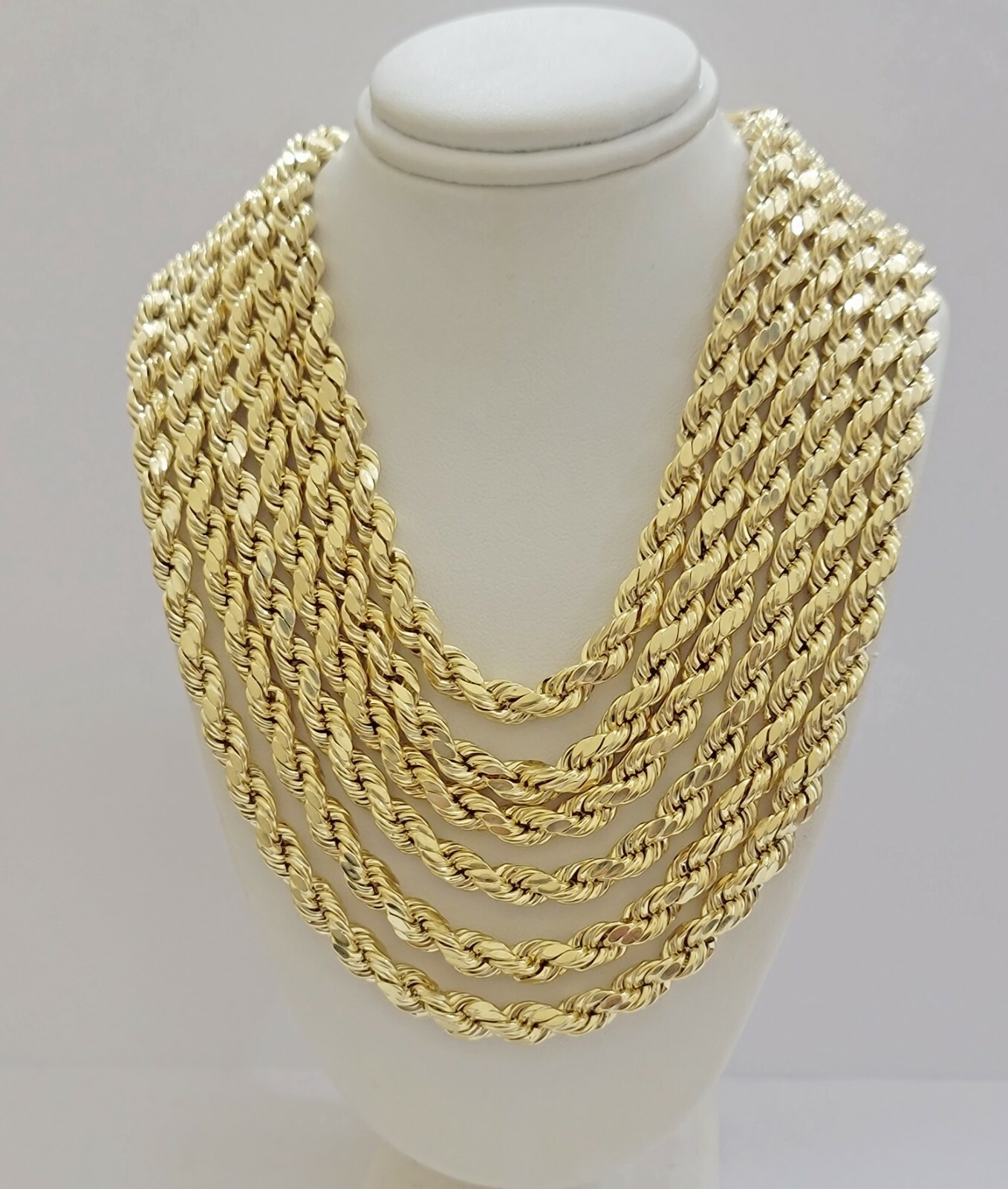 10k Yellow Gold Rope Chain Necklace 18″-30″ Men Women 4mm-10mm Real Gold Sale